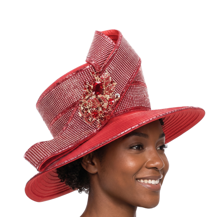 LARGE BRIM MASSIVE STONED RIBBON HAT