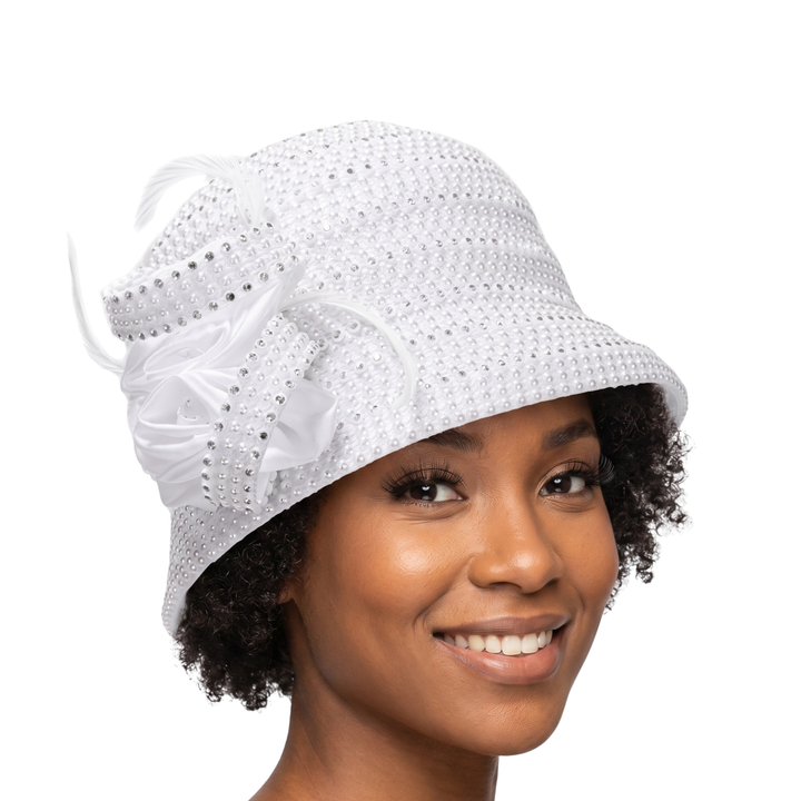 Luxury Faux Pearl Studded Rosette Bucket Hat