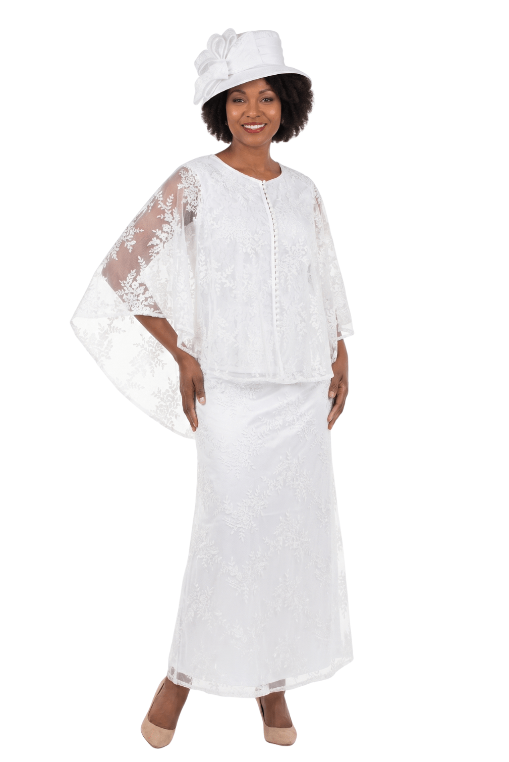 2pc Lux Lace Gown w/ Cape - Plus - Especially Yours