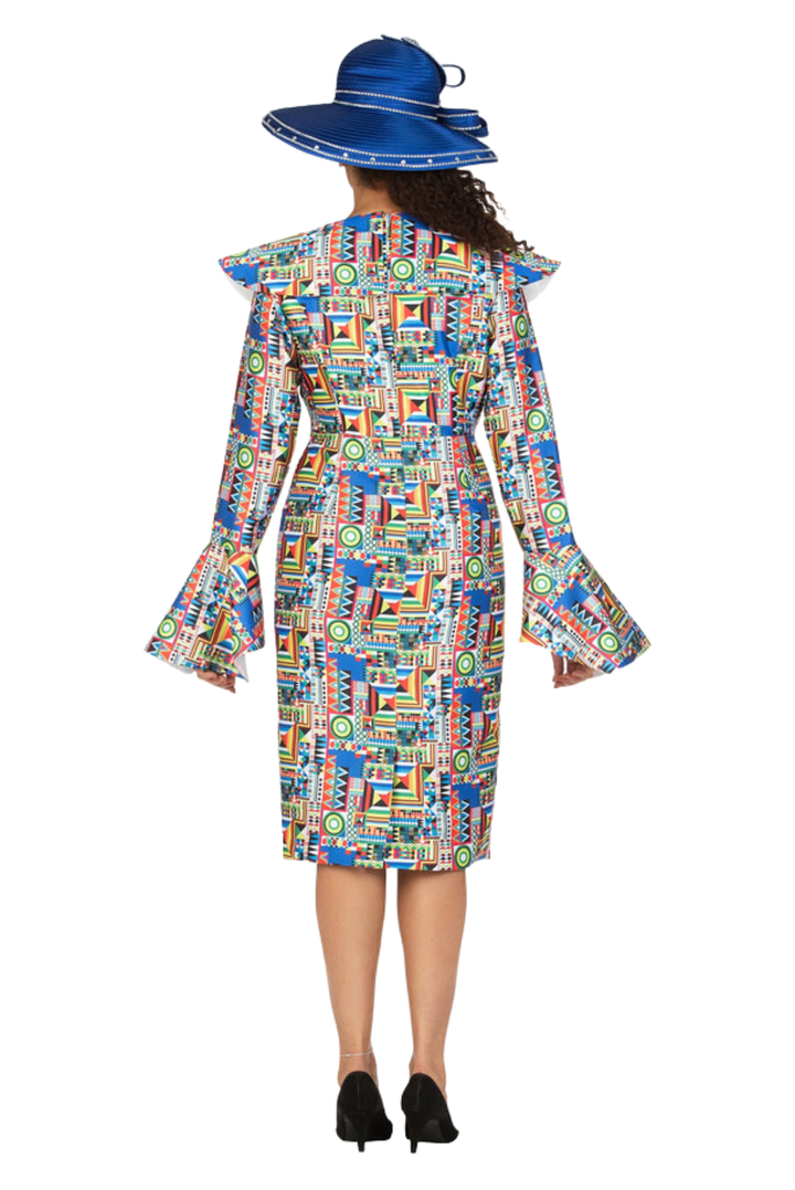 Multi Print Silky Twill Shift Drs w/ Bell Slv