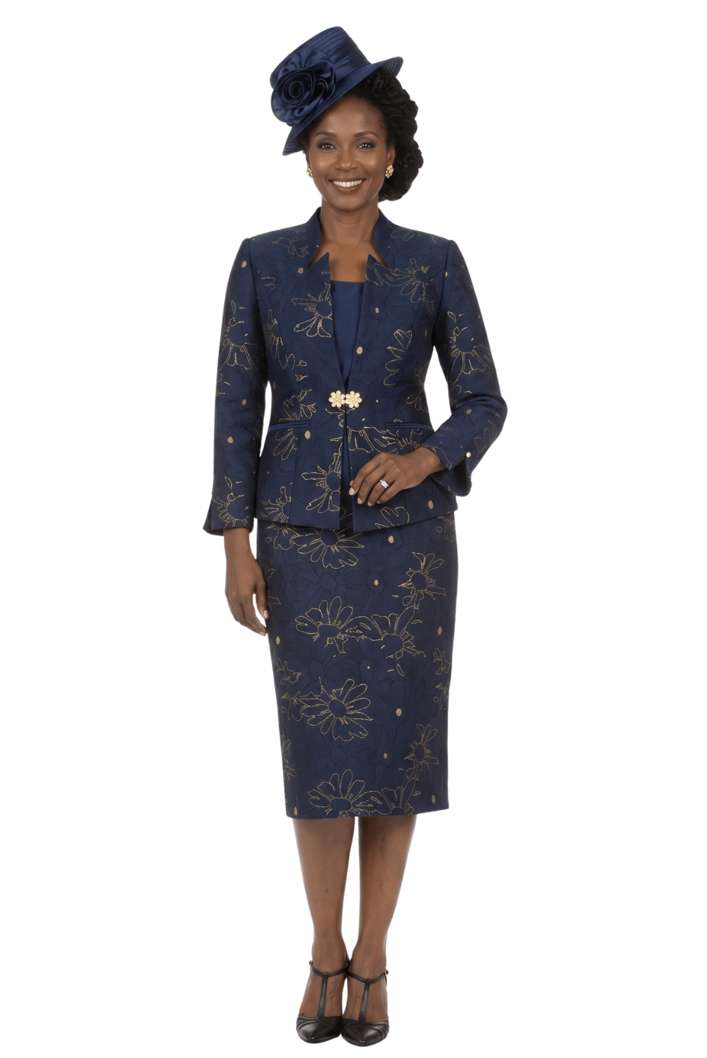 3pc Brocade Emb Skrt Suit w/ Decor Ribbons-Plus - Especially Yours