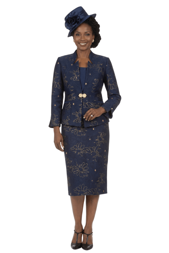 3pc Brocade Emb Skrt Suit w/ Decor Ribbons-Plus - Especially Yours