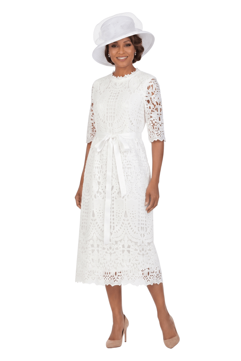 Lux Lace H-line Drs w/ Decorative Belt-Plus - Especially Yours