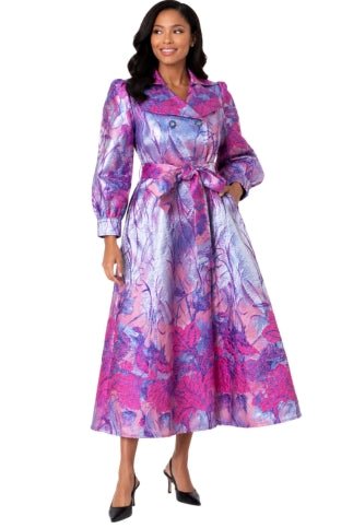 Floral Jacquard Belted Midi Dress - 9850 - Especially Yours