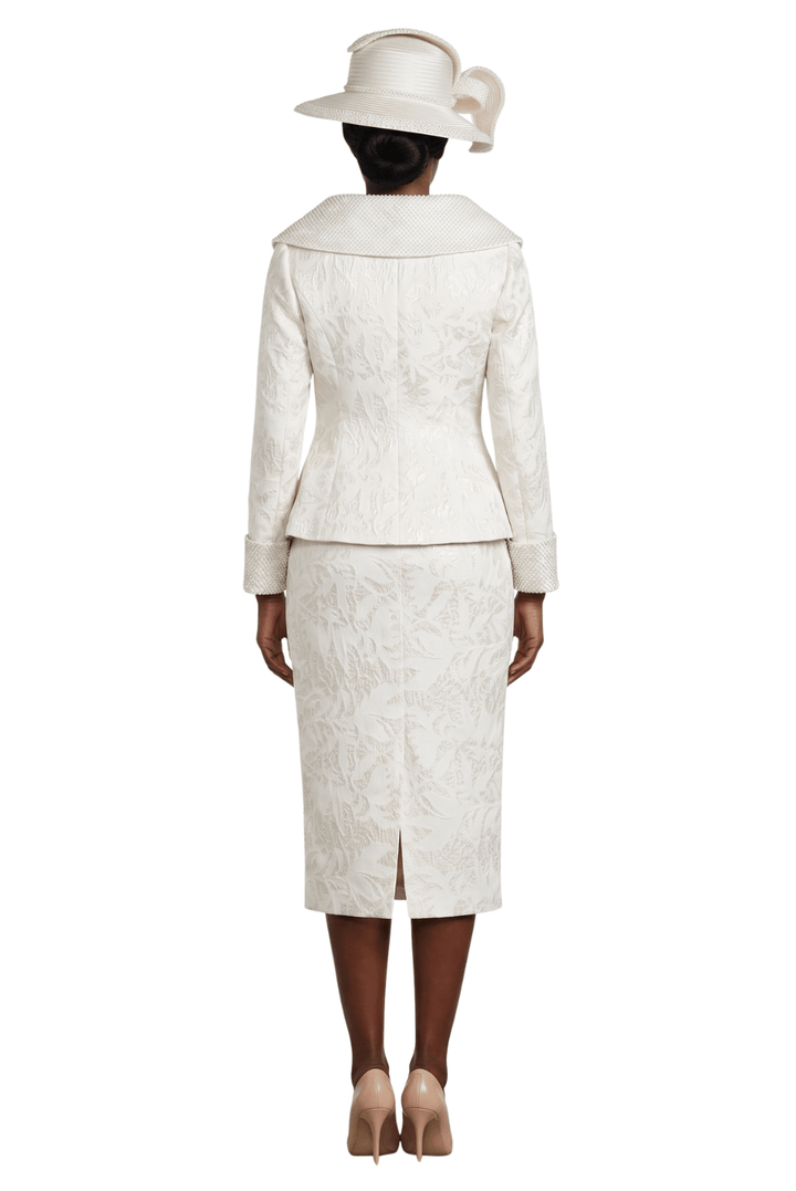 2pc Dbl-brstd Brocade Skirt Suit w/ Brooch - Especially Yours