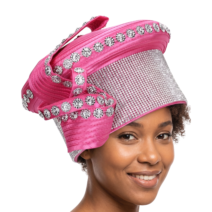 Massive Stoned Pillbox Hat w/ Flwr Stone Strip