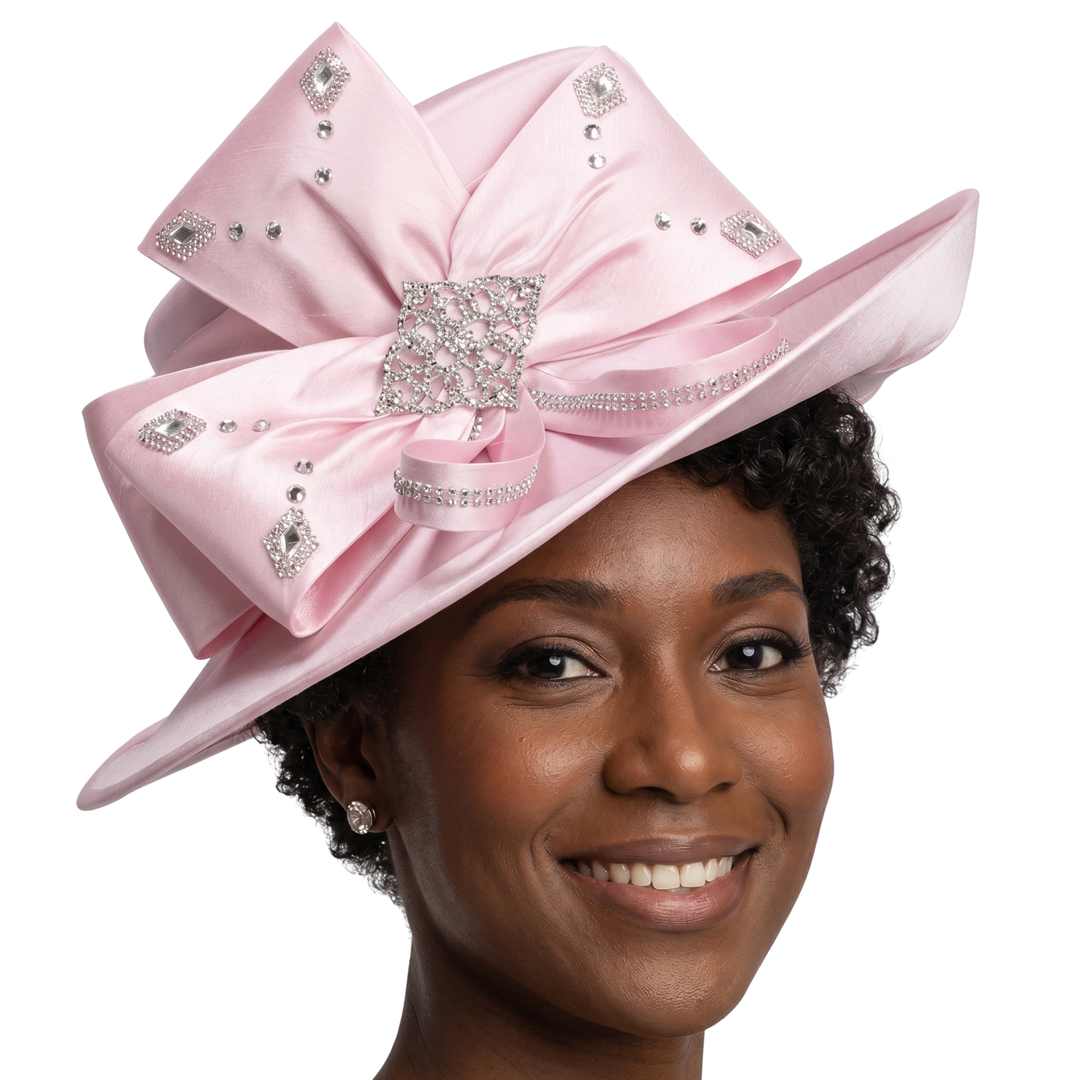Side Flipped Med Brim Hat w/ Ovsz Flwr and Stones
