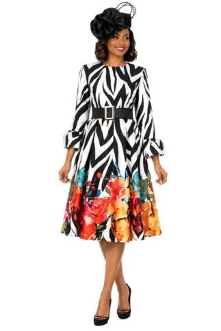 Bold Zebra Floral Silky Twill Tea - Length Dress - Especially Yours
