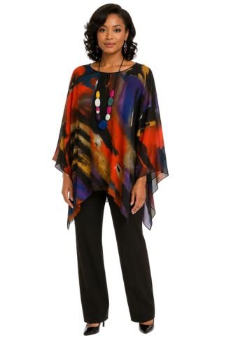 LIOR Women's Multi Rich Water Color One Size Sheer Blouse - Especially Yours