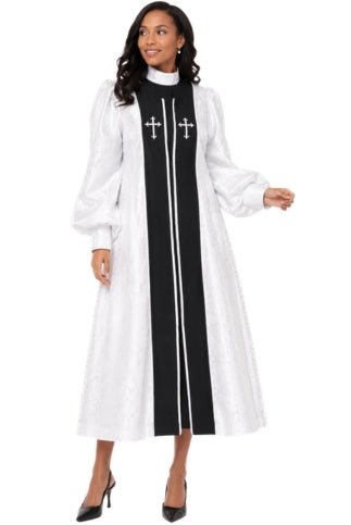 Two-Piece Brocade Clergy Robe with Cross Panels – 41071 - Especially Yours