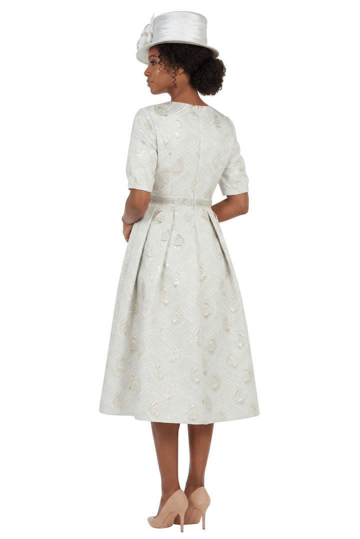 Short Slv Mtlc Brcd A-line Drs w/ Waistline-Plus - Especially Yours