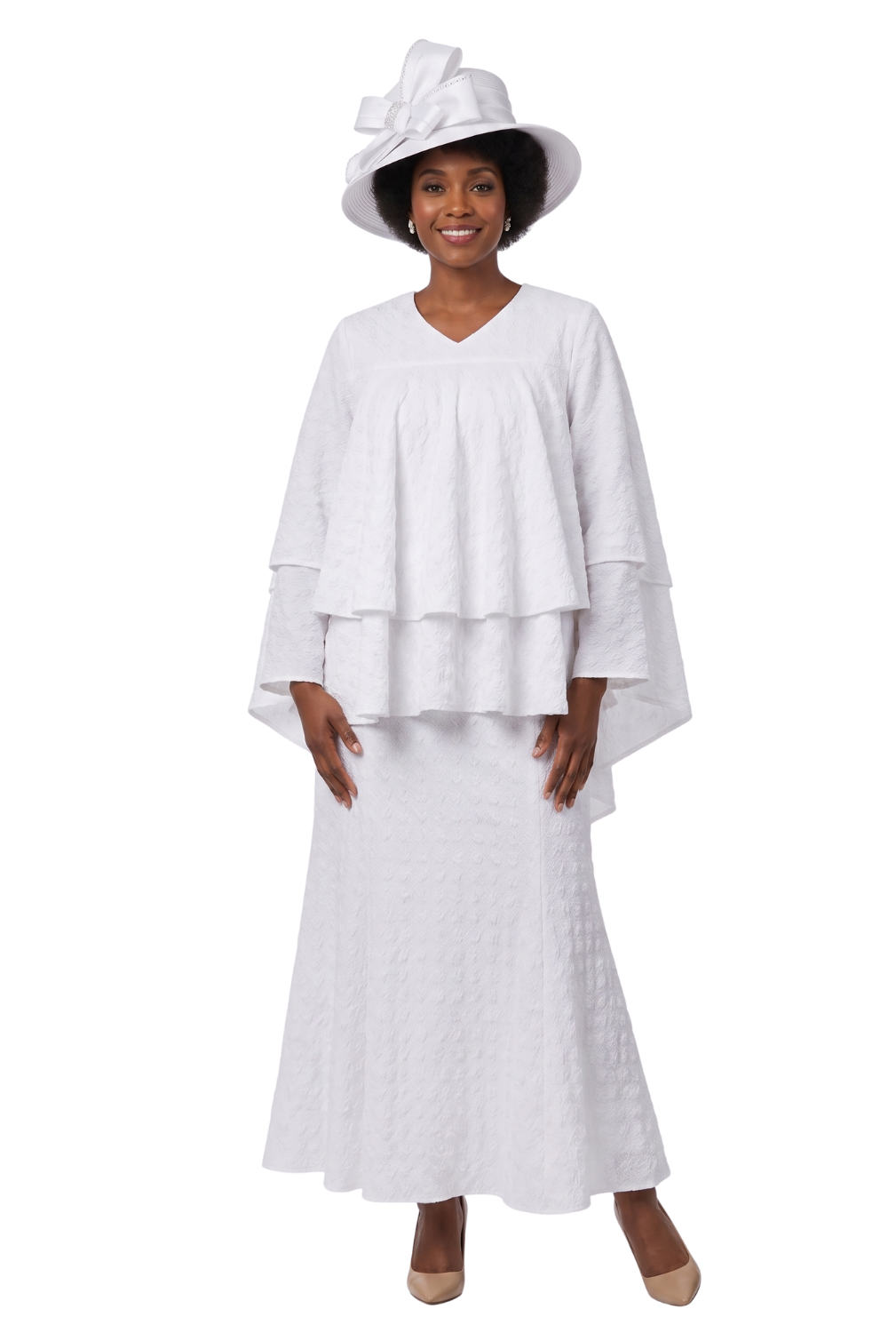 2pc Popcorn Full Flare Top & Skirt Set