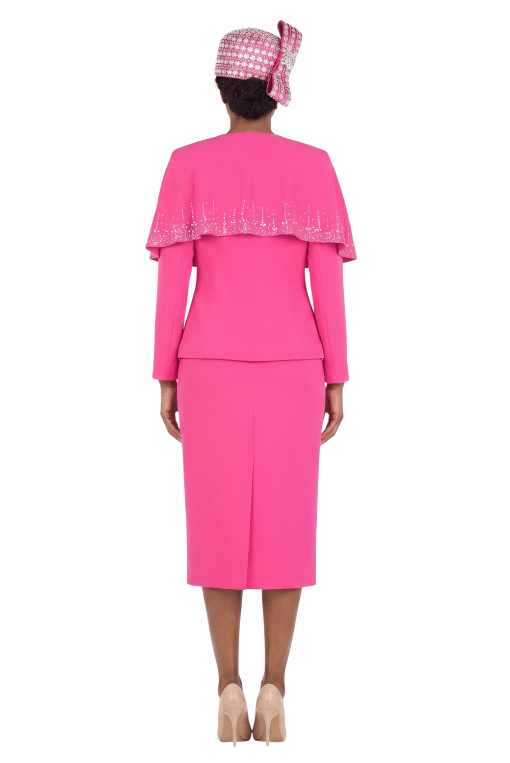 2PC STONED FAUX CAPE SKT SUIT - Especially Yours