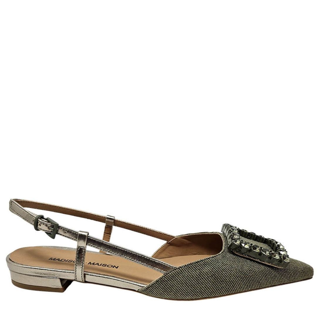 Khaki/Gold Sling Back Flat - Especially Yours