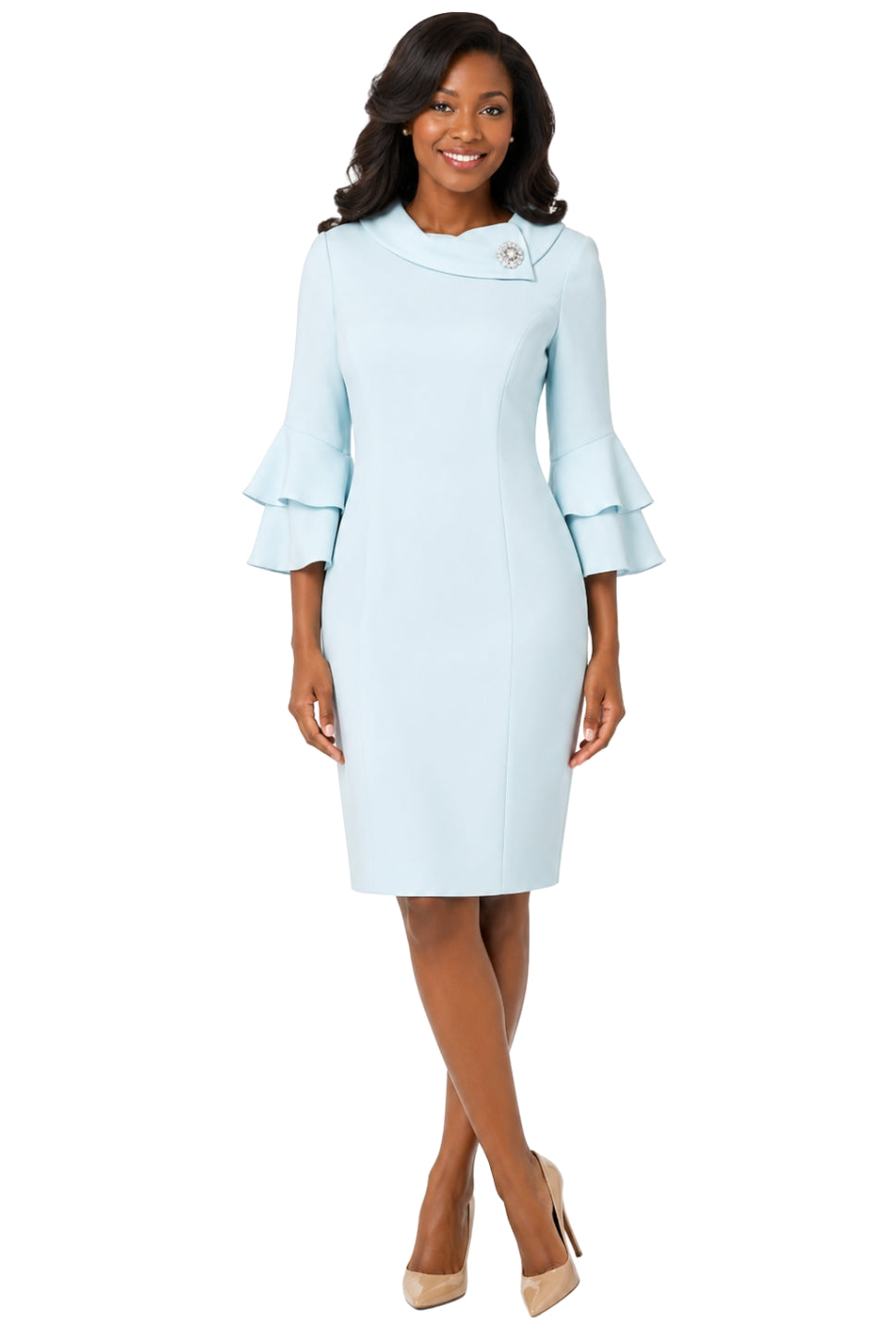 Draped Collar Bell Sleeve Shift Plus Size Dress – Lily & Taylor