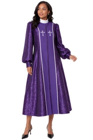 Two-Piece Brocade Clergy Robe with Cross Panels – 41071 - Especially Yours