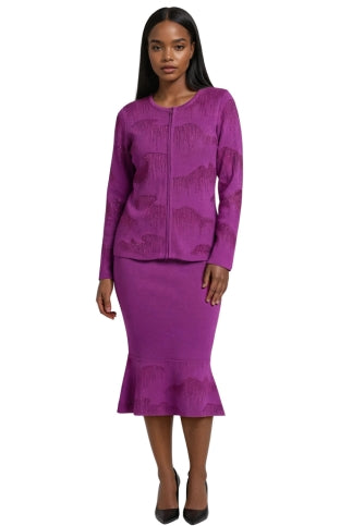 Rhinestone Knit Jacket & Skirt Set - 5397