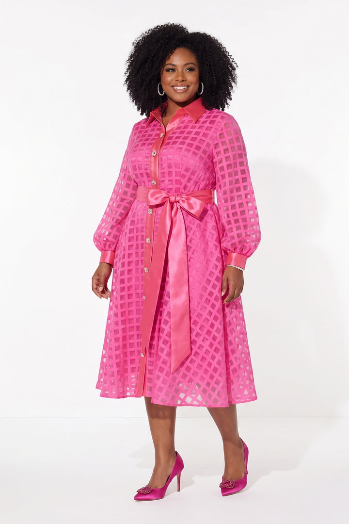 Sheer Lattice Midi Shirtdress by EY Boutique