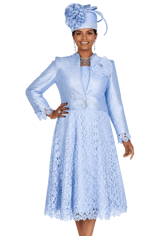 Lace A-Line Cocktail Dress with Matching Floral Brocade Bolero Jacket 6411 - Especially Yours