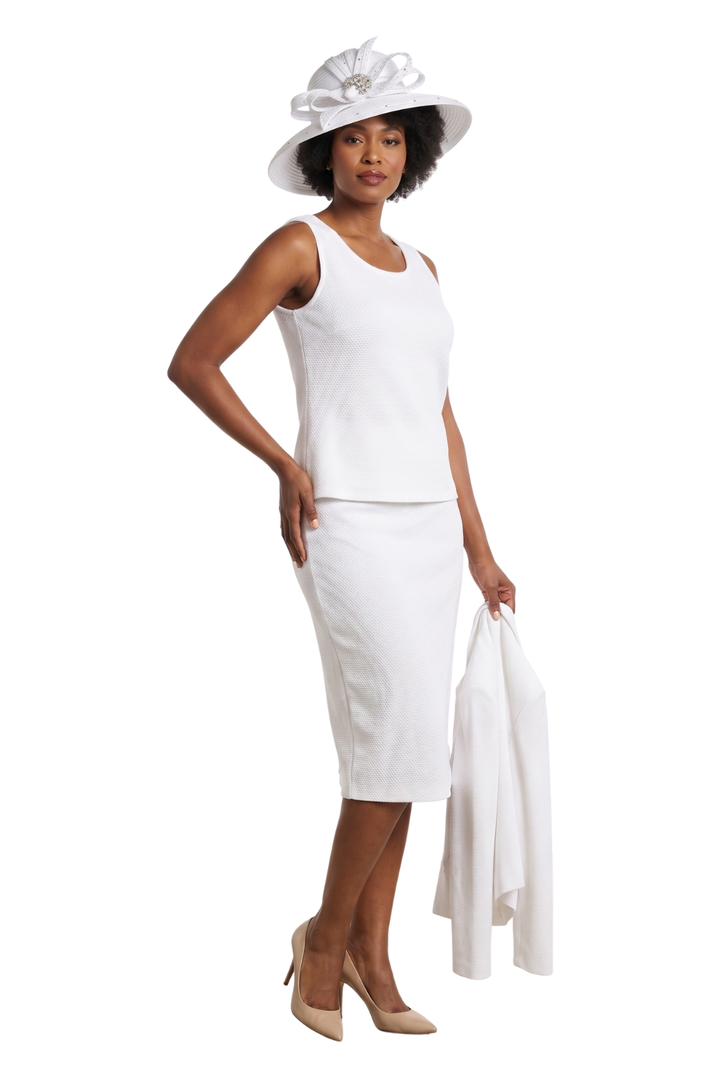 3pc Embellished Clean Lines Skirt Suit
