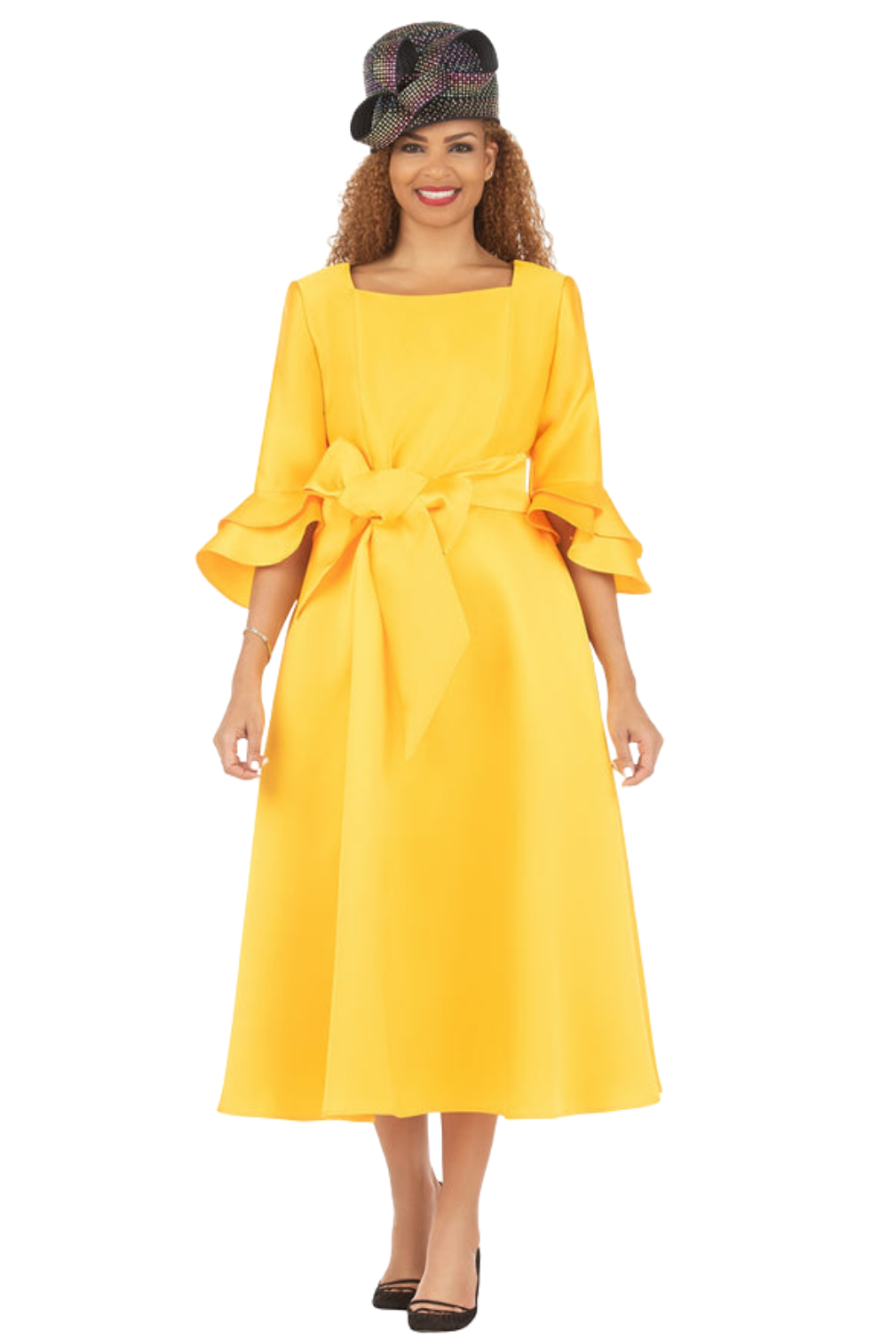 1pc Silky Twill Fit&Flare Drs w/ Belt