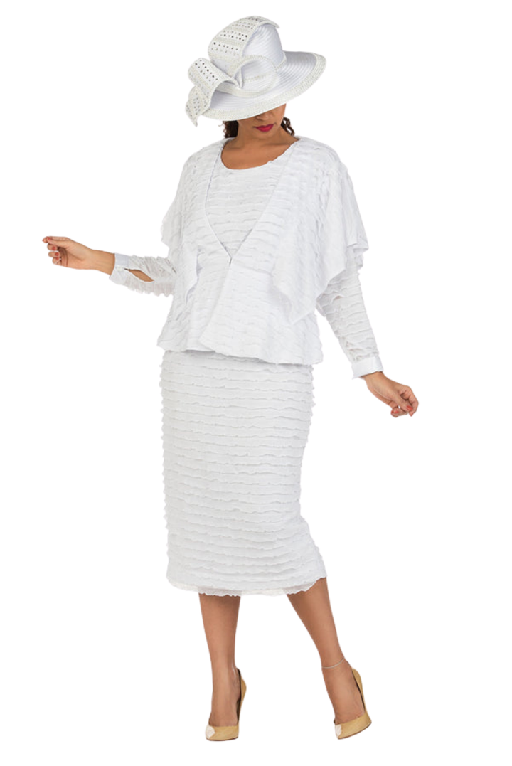 3pc Ruffled Shoulder Skirt Suit
