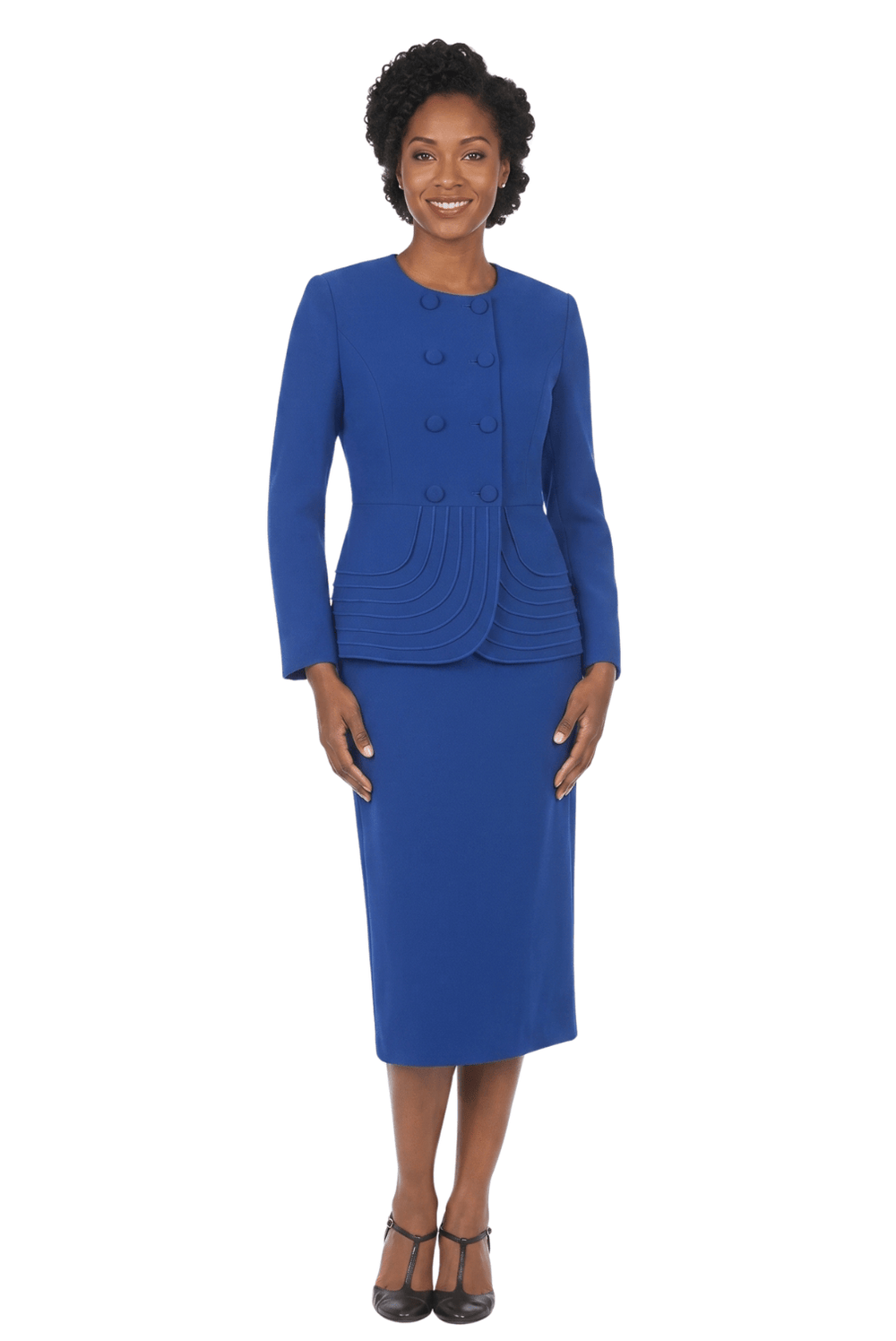 2pc Dbl Brstd Tiered Peplum Jkt Skt Suit - Plus - Especially Yours