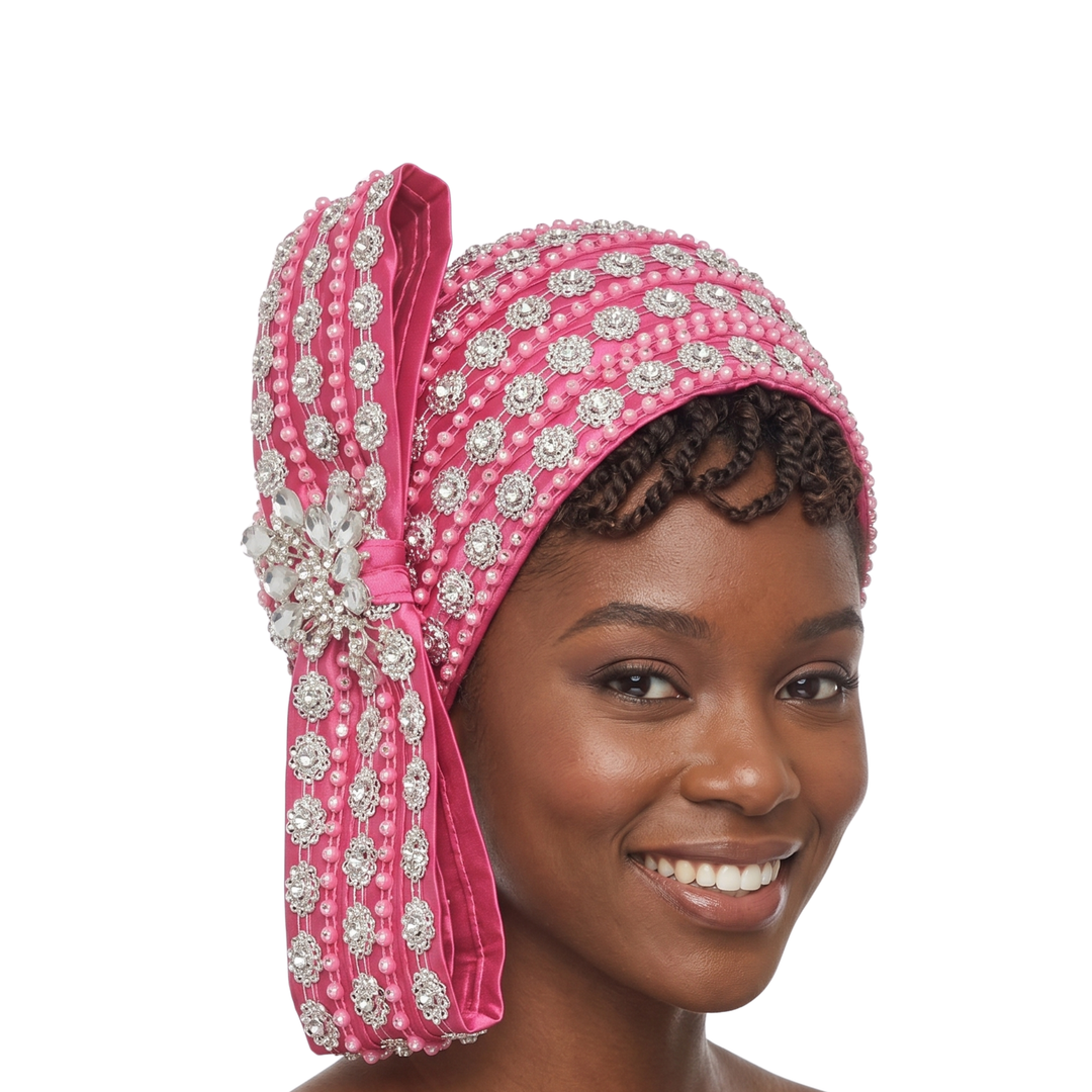 Rhinestoned Pillbox Hat w/ Brooched Vertical Bow