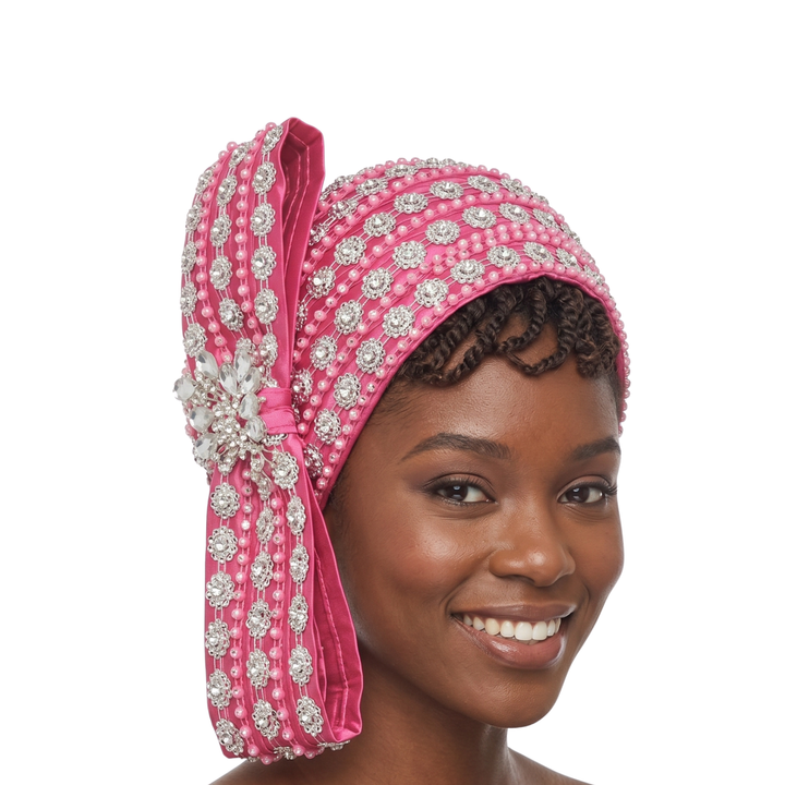 Rhinestoned Pillbox Hat w/ Brooched Vertical Bow