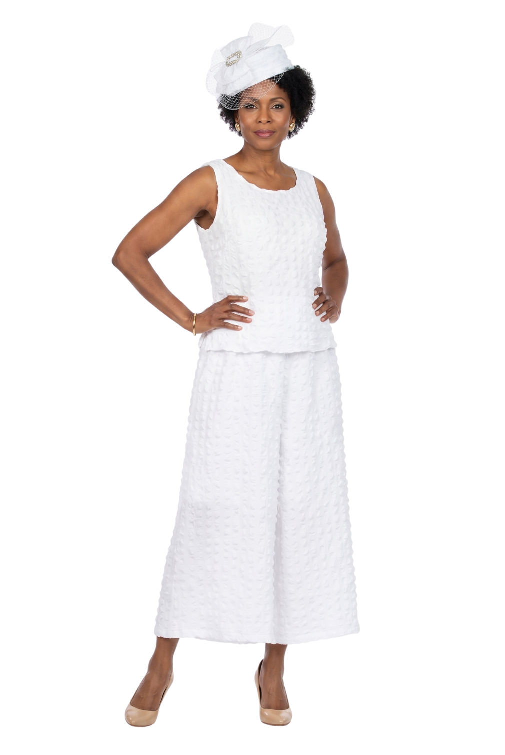 3pc Popcorn Hi-Lo Jkt, Cami, Culottes Set