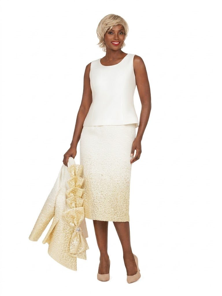 Metallic Brocade 3 - Piece Peplum Skirt Suit - Especially Yours