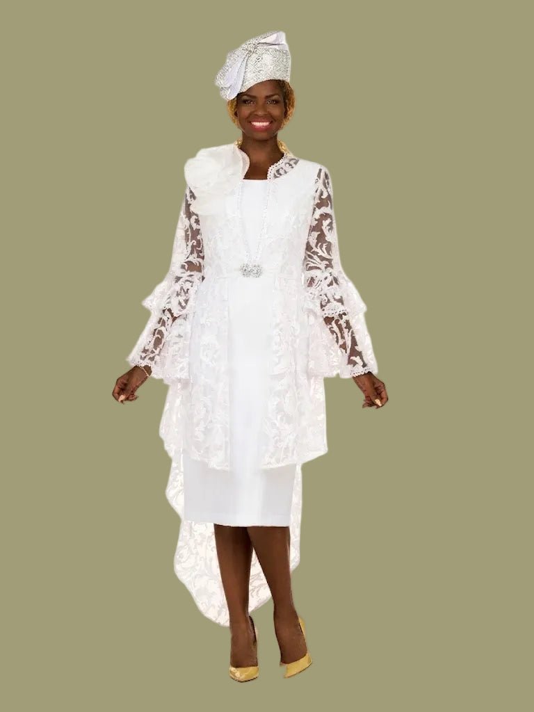 Lace Hi - Lo 2pc Jkt Dress w/ Flounce Sleeves - Especially Yours