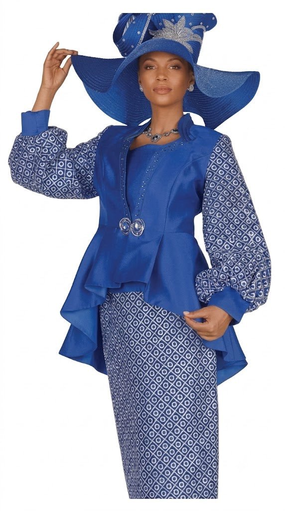 Champagne Italy 6202 Diamond Pattern Skirt Suit with Sparkle Trim Cami - Especially Yours