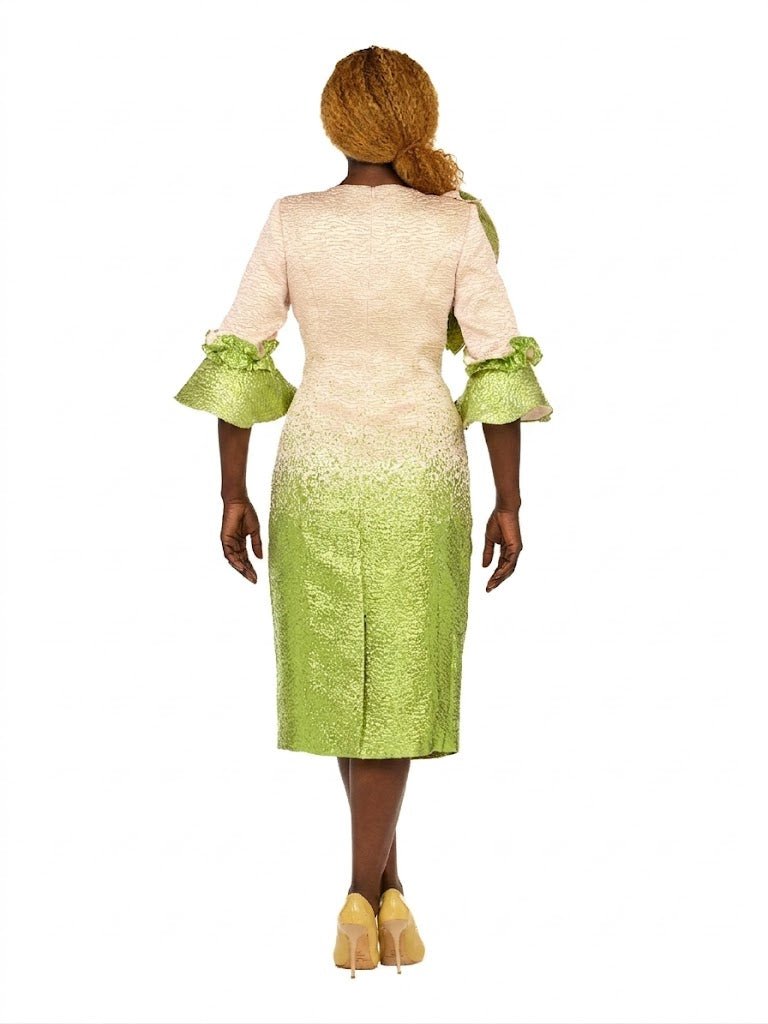 Metallic Brocade Ruffle - Shoulder Sheath Dress - Plus - Especially Yours