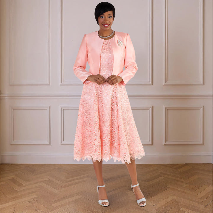 Lace Church Dress with Satin Jacket Set - 4529 - Especially Yours