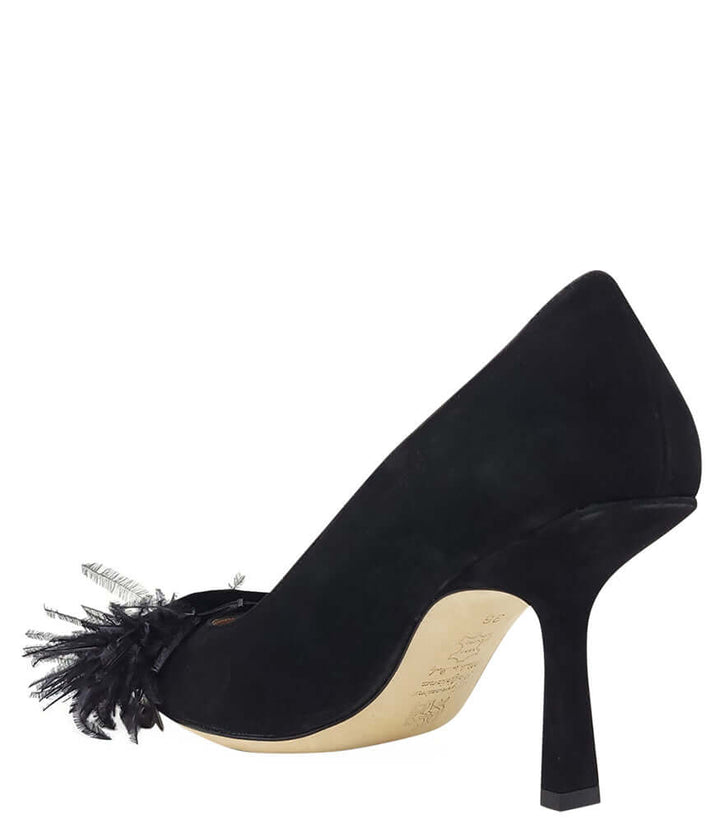 Black Suede Feather Heel Pump - Especially Yours