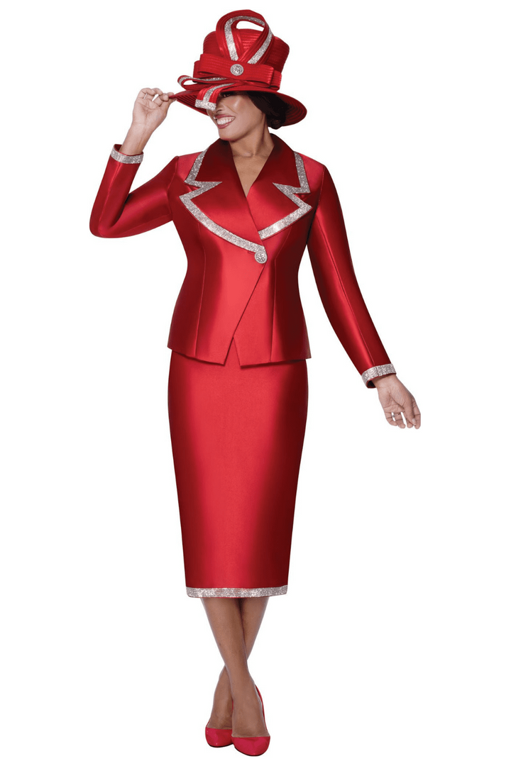 Skirt Suit with Wide Notch Collar and Sparkle Edge Trim G9872 - Especially Yours