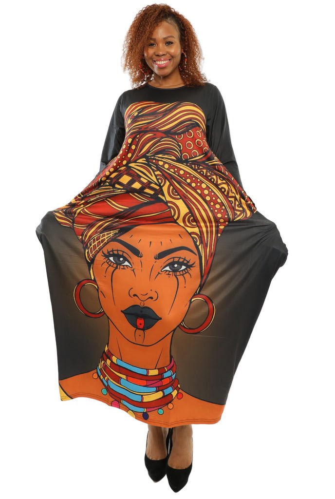 Face Print Maxi Dress