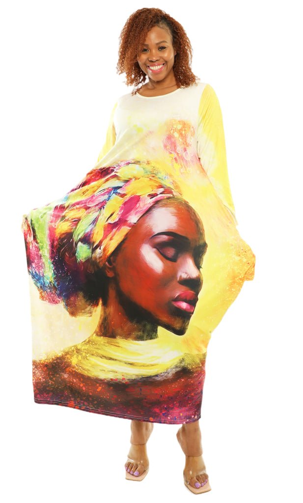 Face Motif Knit Maxi Dress