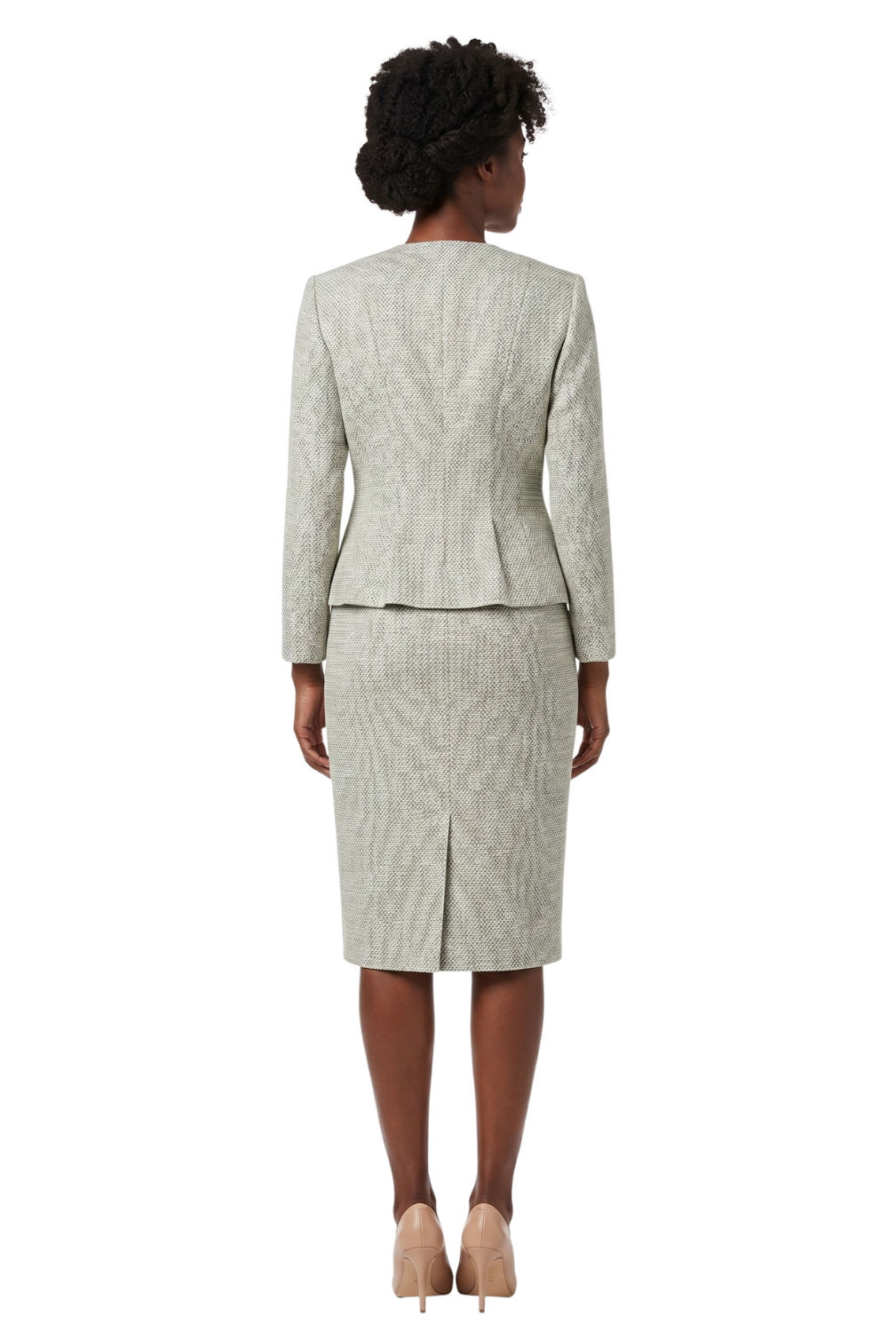 3pc Novelty Skirt Suit w/ Embellished Button