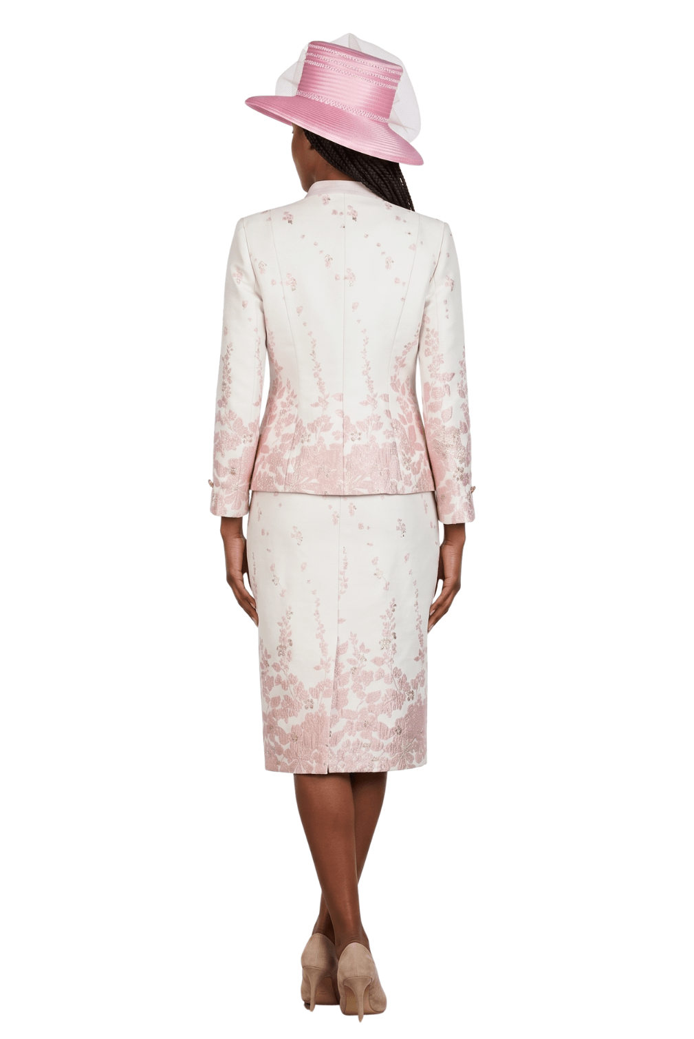 3pc Floral Print Brocade Peplum Jkt Skt Suit - Plus - Especially Yours