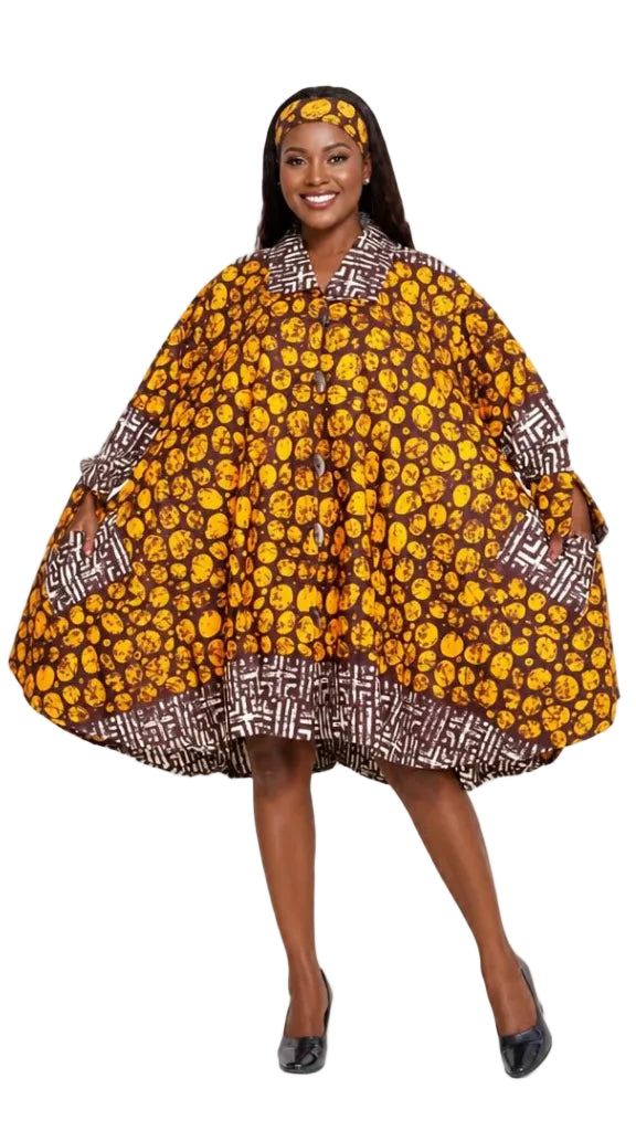 243 - Big Button Authentic African Tunic Dress