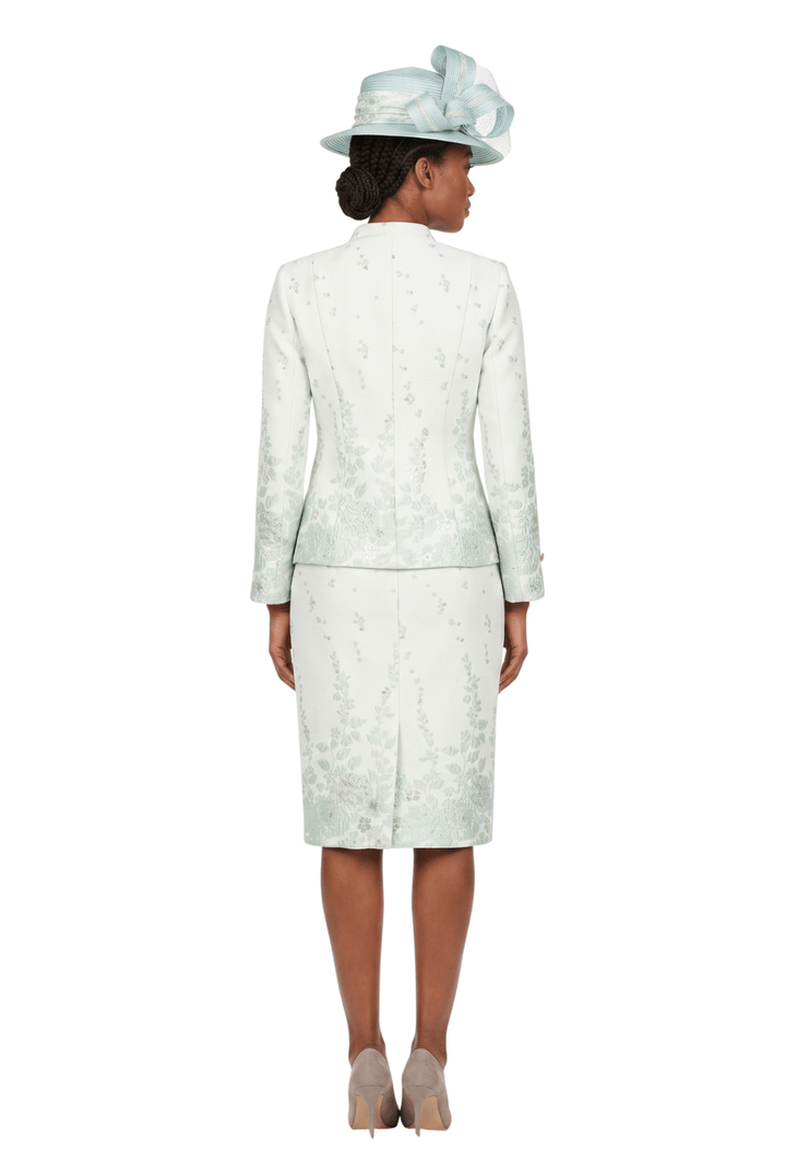 3pc Floral Print Brocade Peplum Jkt Skt Suit - Especially Yours
