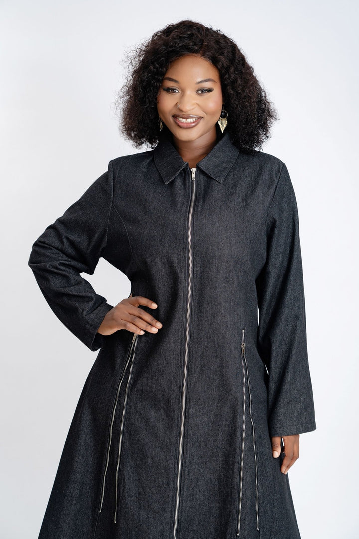 Stylish Denim Dress with Side Zippers - Especially Yours