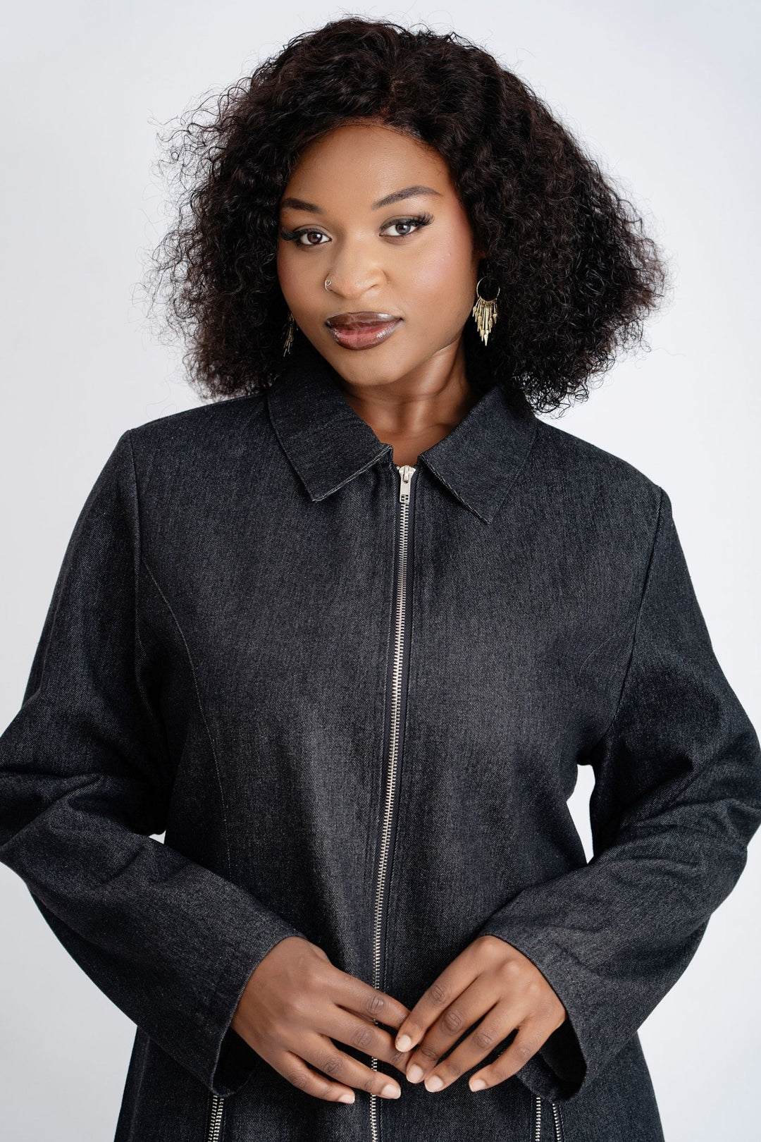 Stylish Denim Dress with Side Zippers - Especially Yours