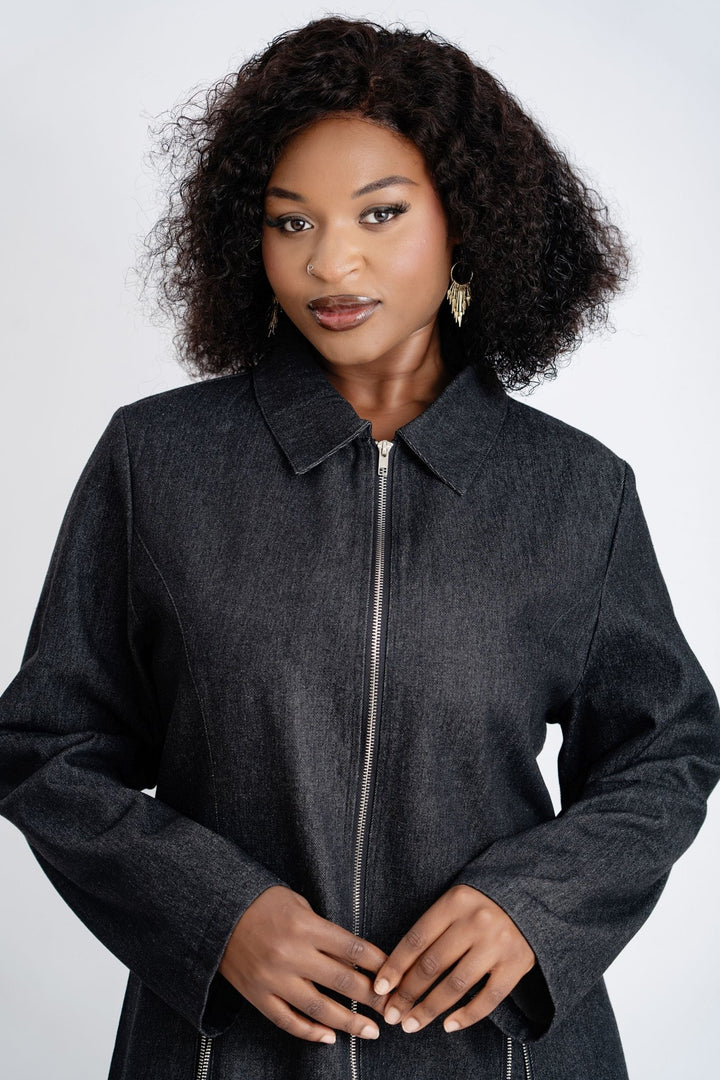 Stylish Denim Dress with Side Zippers - Especially Yours