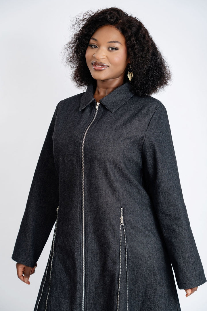Stylish Denim Dress with Side Zippers - Especially Yours