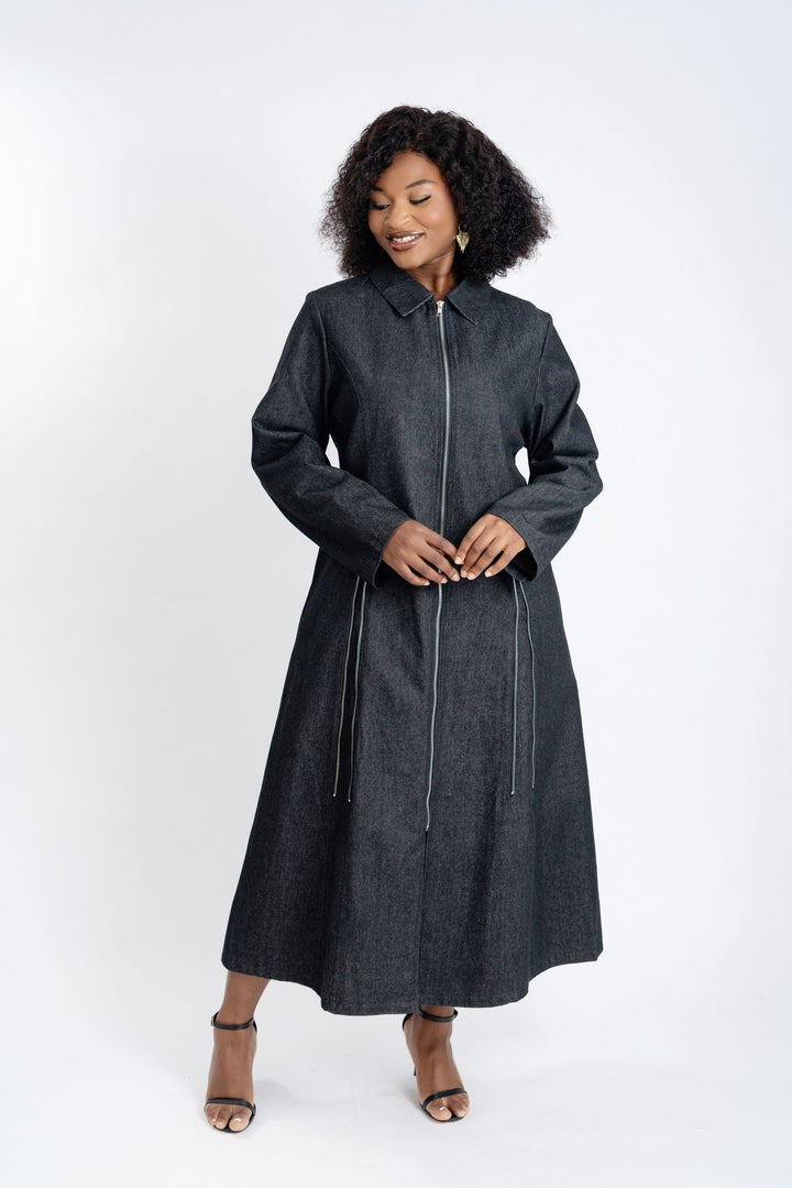 Stylish Denim Dress with Side Zippers - Especially Yours