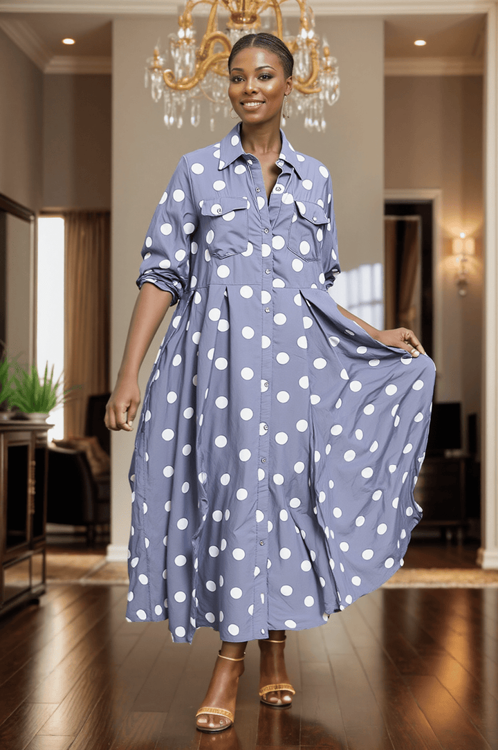 Denim Polka Dot Maxi Dress - Especially Yours