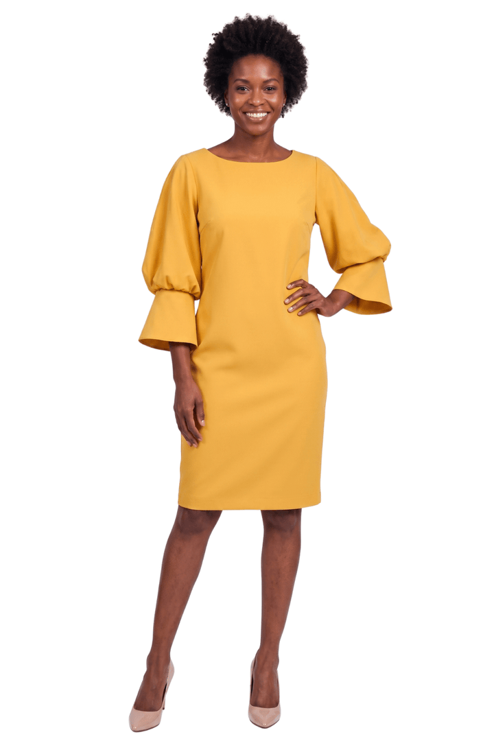 Bell Sleeve Sheath Dress by Divine Apparel - Especially Yours